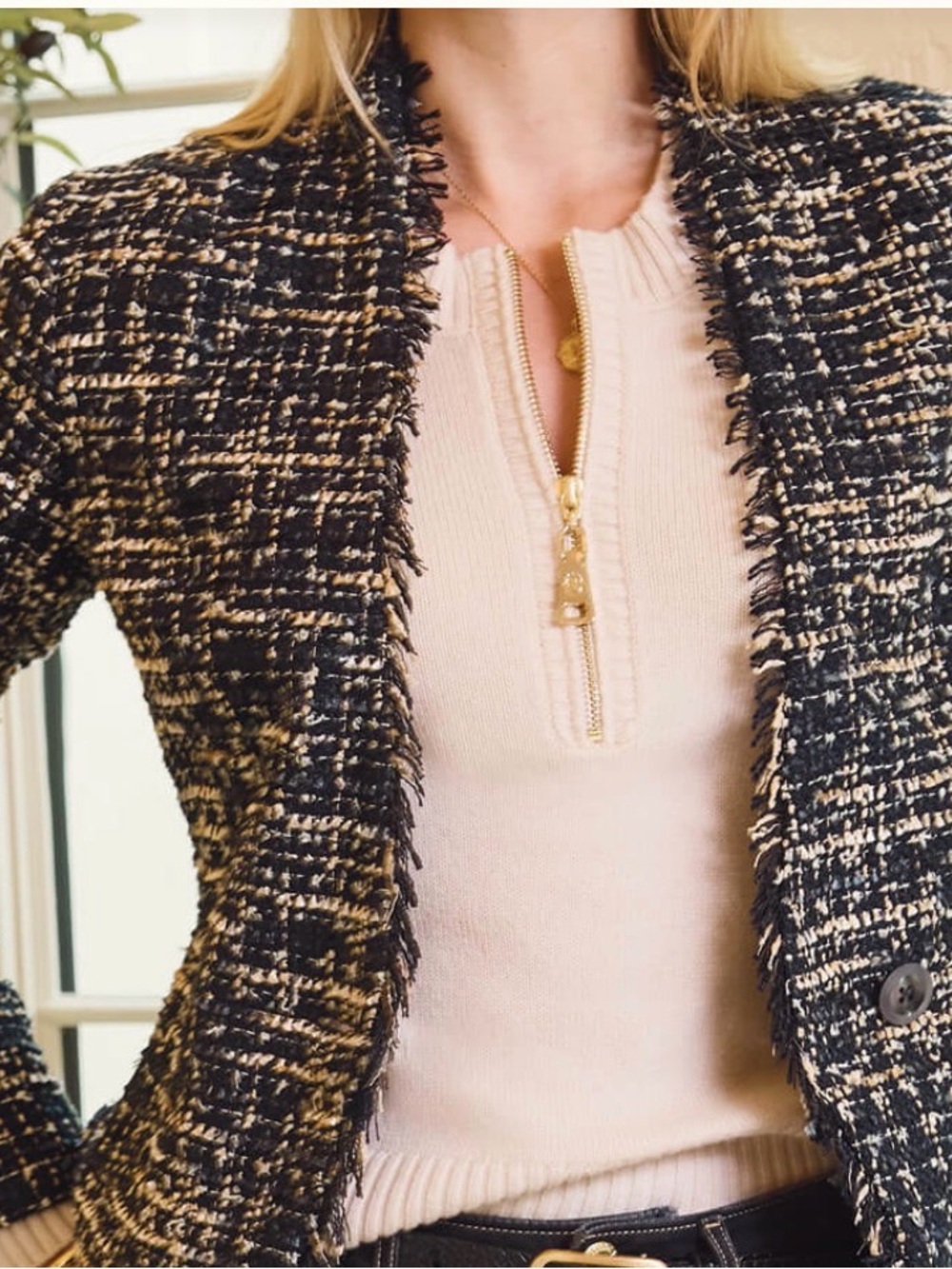 New with Tags Spartina 449 Ramona Tweed Frayed Hem Blazer size small